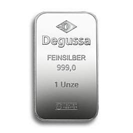 degussa goldhandel 200310 silberbarren 1 oz front