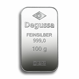 degussa goldhandel 201000 100g degussa silberbarren frontal
